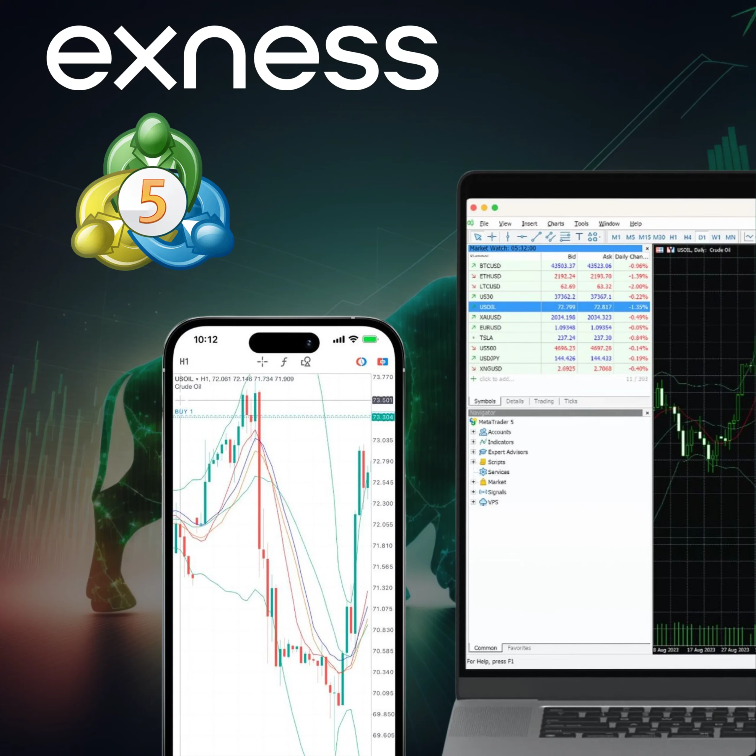 Загрузите MetaTrader 5 с сайта Exness.