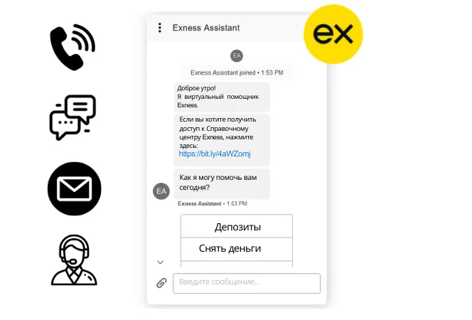 Служба поддержки клиентов Exness.
